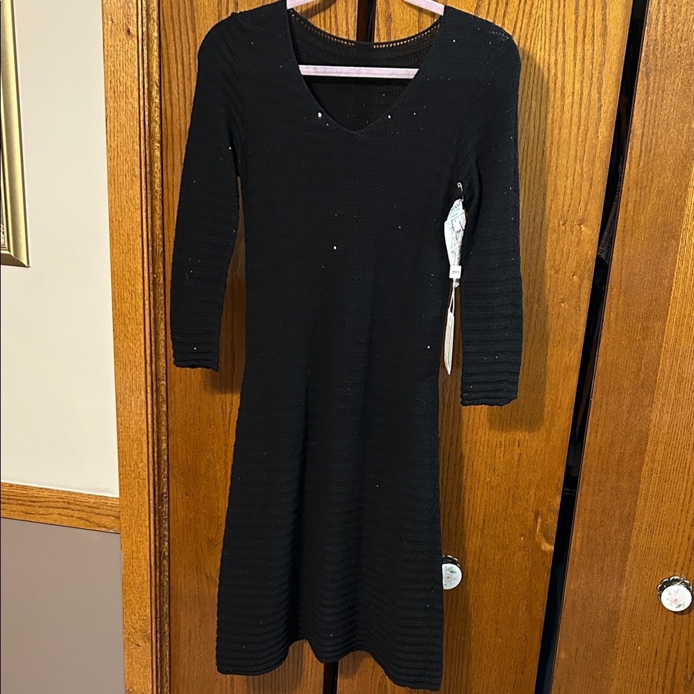 Armani  size 2 Elegant Black Knit lightweight sweater Dress